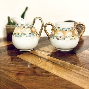 🌸Porcelain Daisy Flower Floral vase tea sugar creamer cup🌸